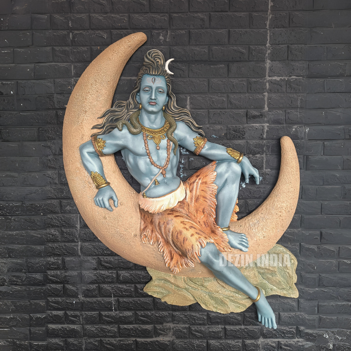 DA-88 Lord Shiva With Moon Wall Sculpture - 5x4ft