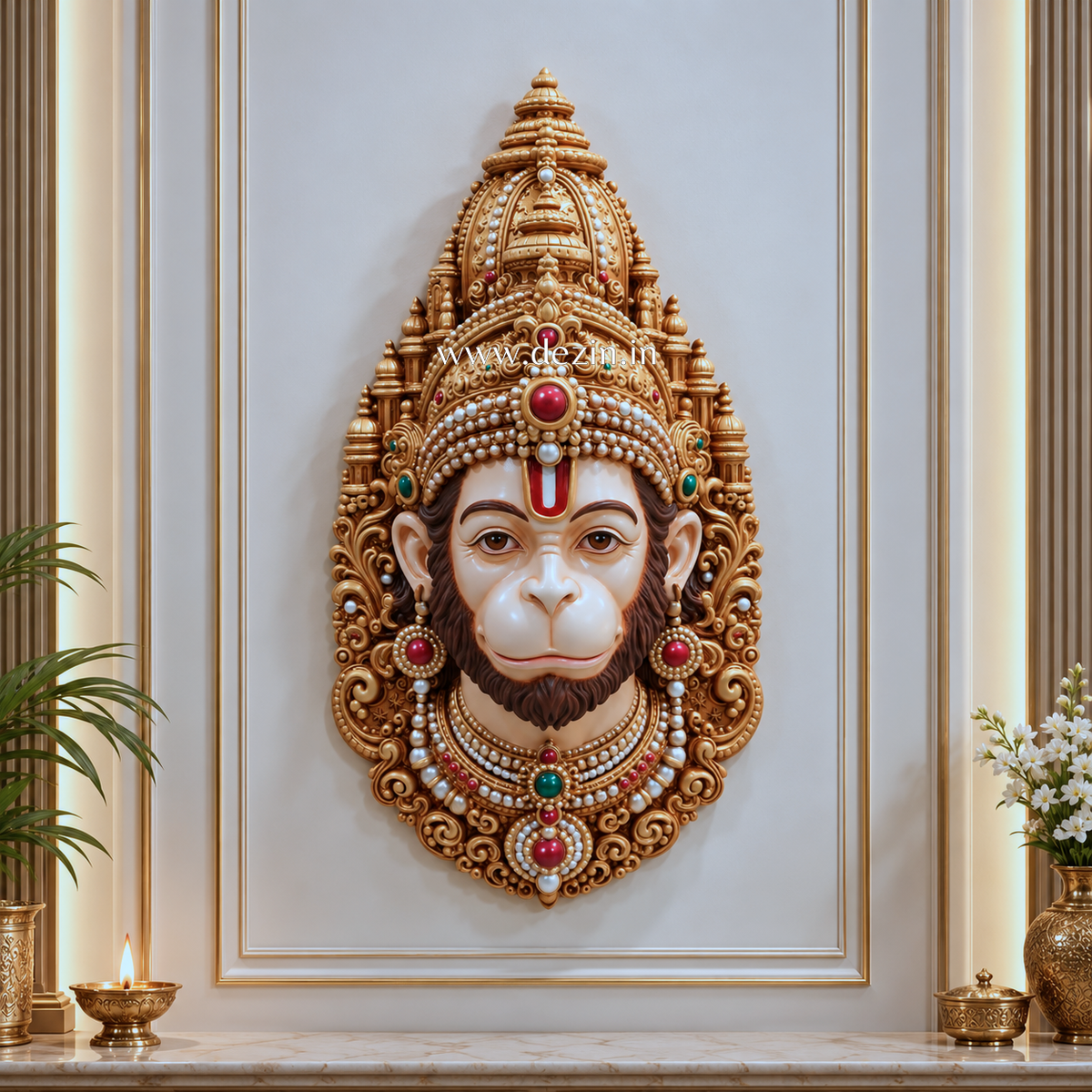 Divine Hanuman Ji Face Mural – 3 Ft | Traditional Temple Decor