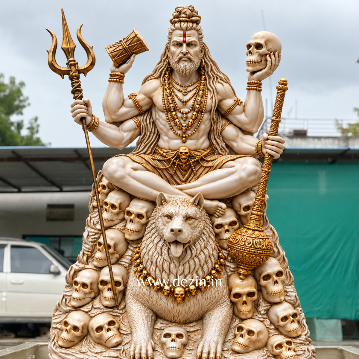 Kala Bhairava with Guardian Shvana Mural – 5ft |🔥Divine Guardian🔱