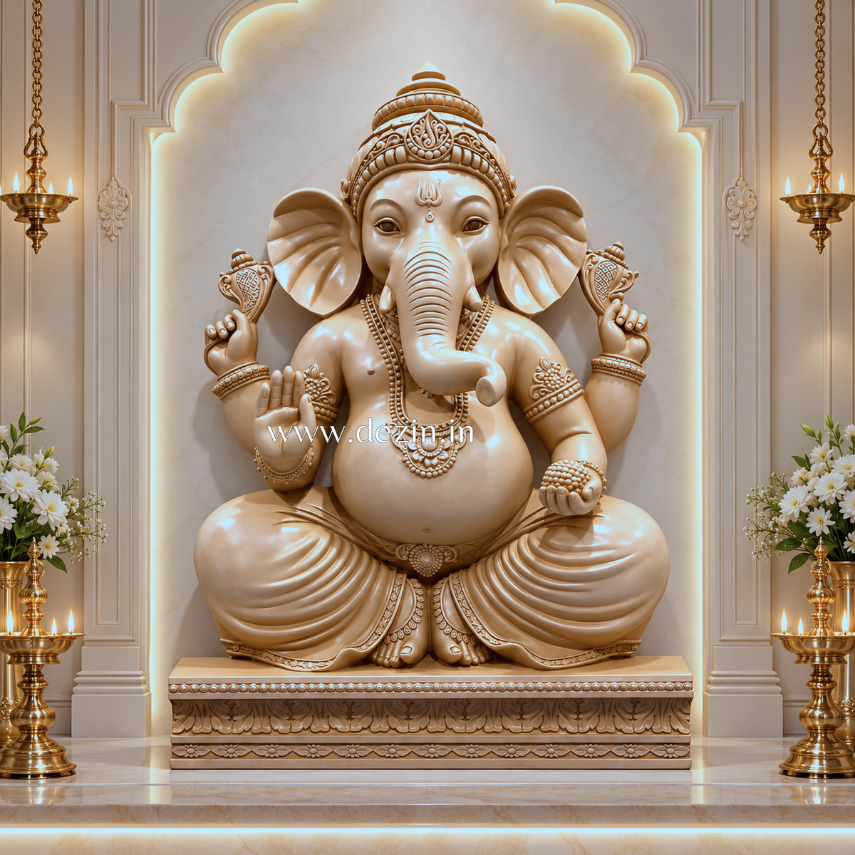 Blessing Ganesha 3D Wall Mural – 4ft | Luxury Spiritual 3D Wall mural