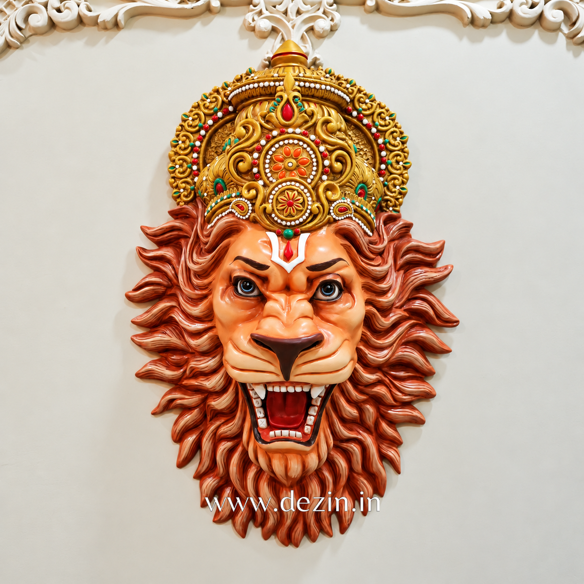 Lord Narasimha Swami Face Wall Mural 2.5ft | Powerful Spiritual Wall Art