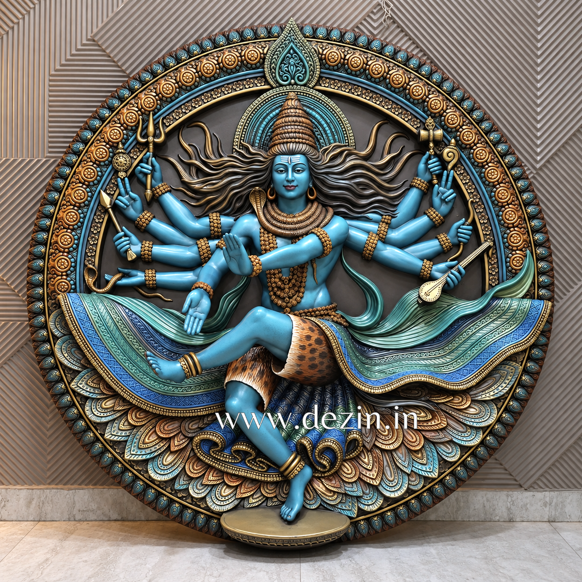 Lord Nataraja Wall Mural 5ft | Lord Shiva Tandav Sculpture for Temple & Home Décor