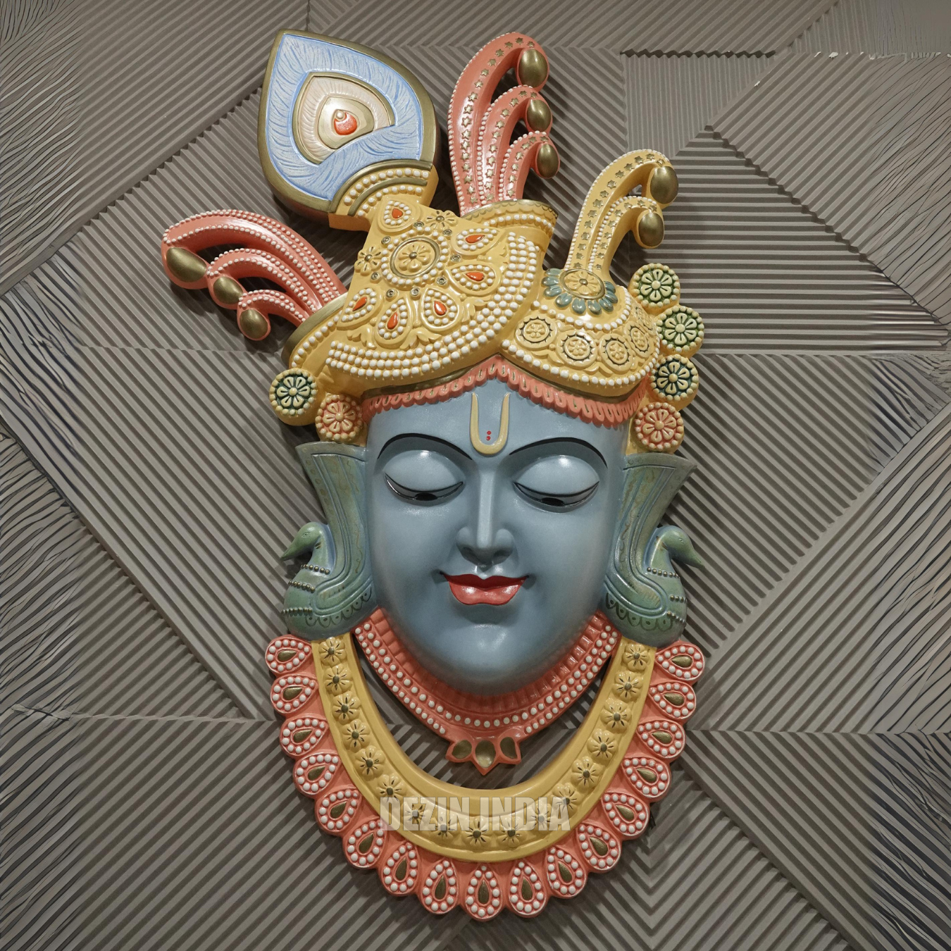 DA-27 Lord Shrinathji Nathdwara Face Wall Hanging Sculpture - 4x2.5ft