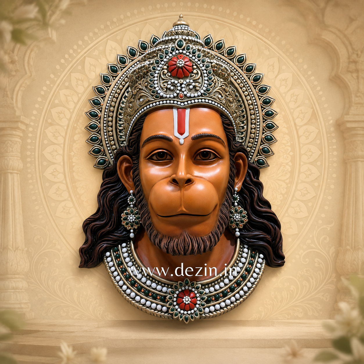 Shri Hanuman Ji Face Mural – 3x2ft | 3D Hanuman Mukha Art 🚩