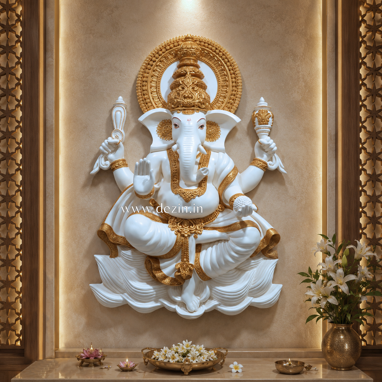 Majestic Ganesha Wall Mural – 4ft | Grand Entrance Decor🐘