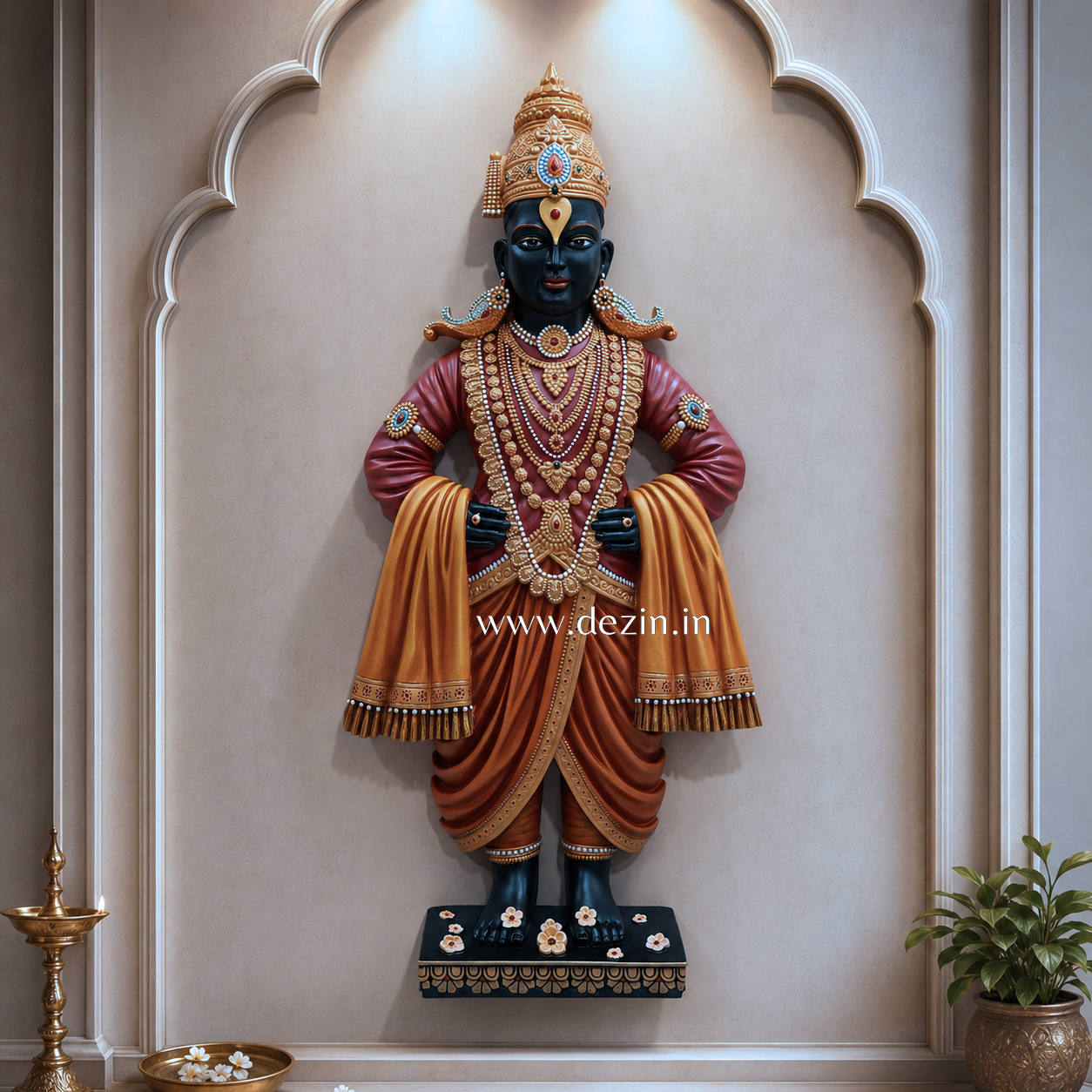 Hari Vitthal 3D Relief Wall Mural - 4x2ft Premium Divine Art