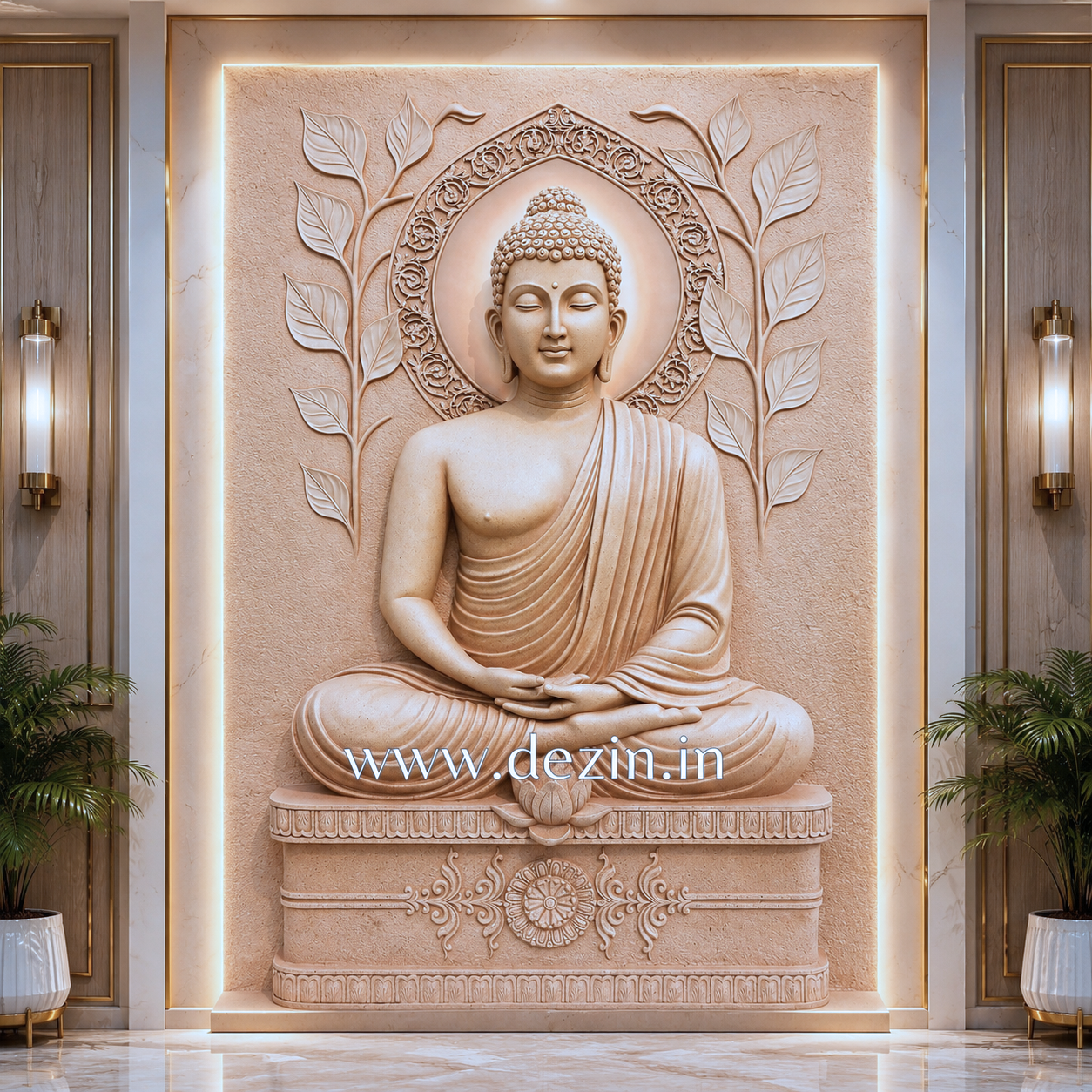 Serene Bodhi Buddha Wall Mural – 8x5 ft Premium Finish Like Stone