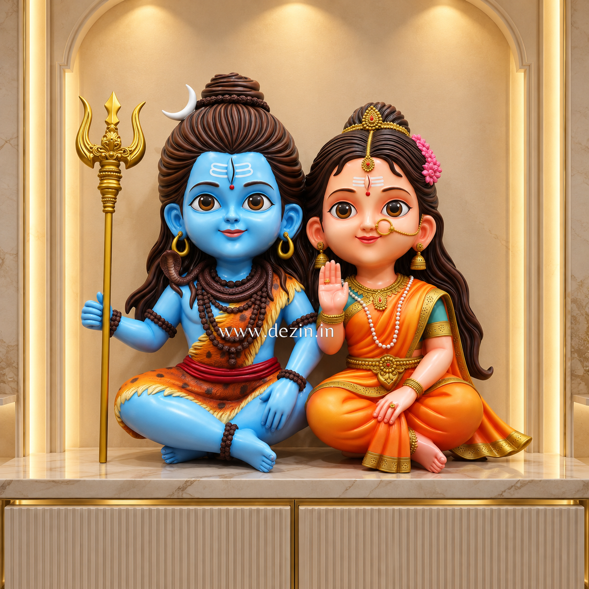 Bal Shiva Shakti Wall Mural - 3.5×3 ft | The Ancient Divine Couple of Love