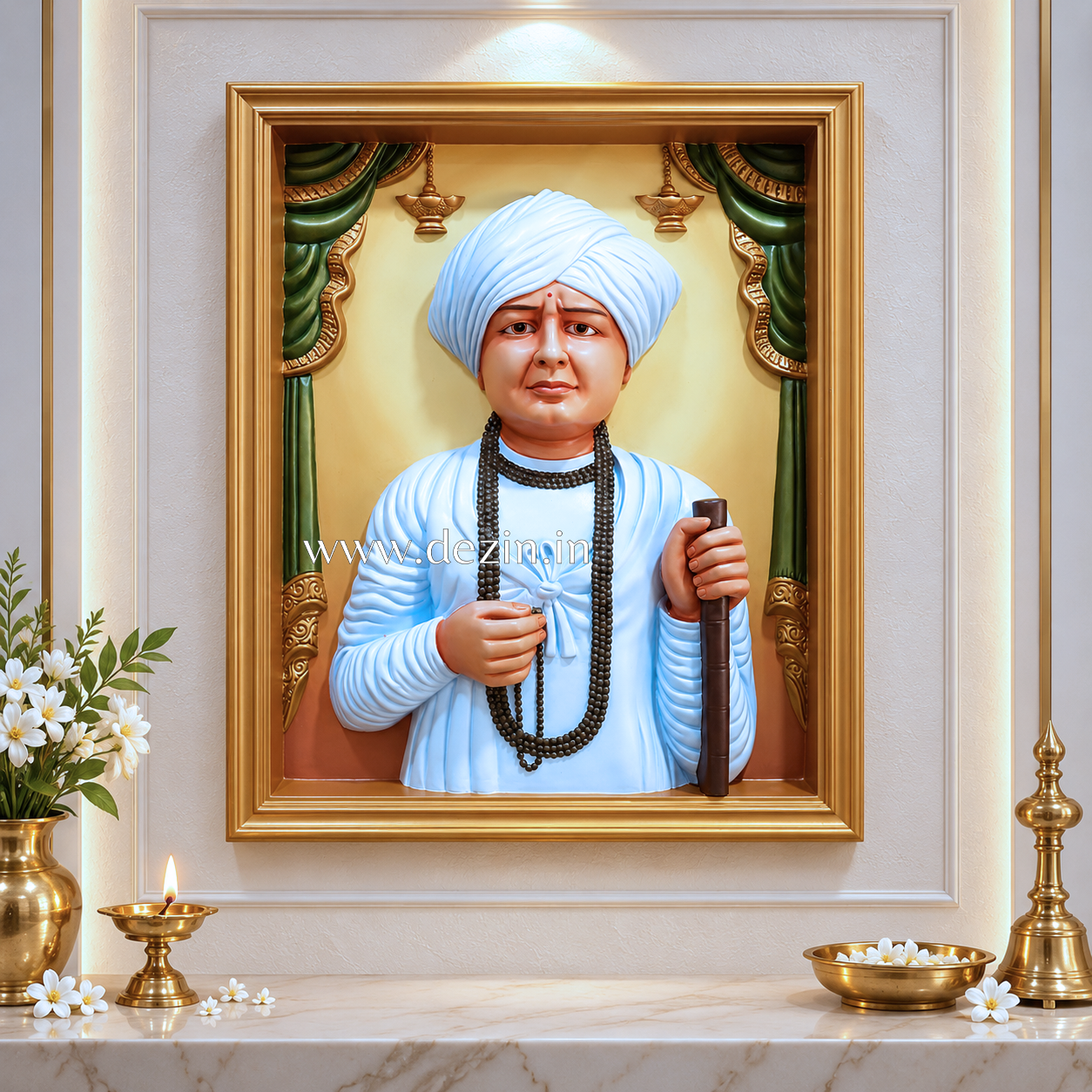 Sant Jalaram Bapa Portrait Wall Mural | 3x2.5 ft Divine Framed Art