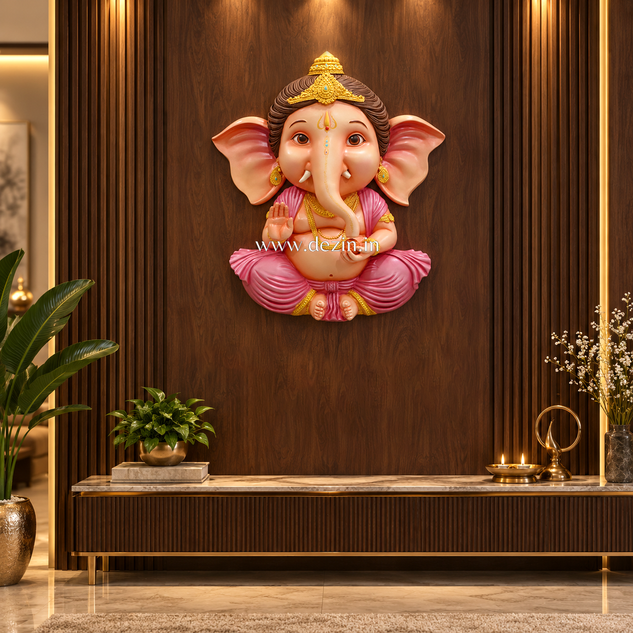 Adorable Bal Ganesha Wall Mural - 3x2.5 ft | Perfect for Nurseries & Pooja Rooms