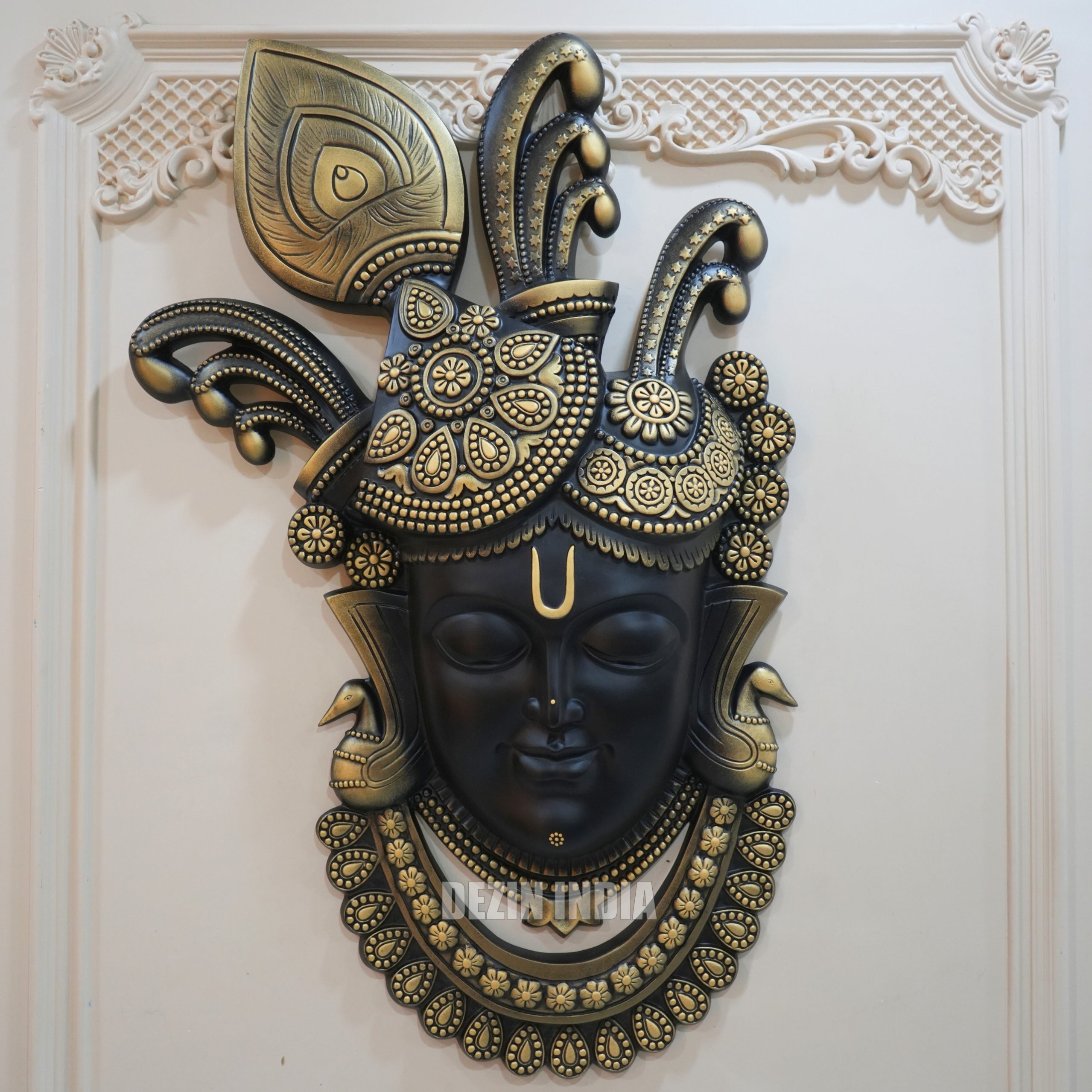 DA-27 Lord Shrinathji Nathdwara Face Wall Hanging Sculpture - 4x2.5ft