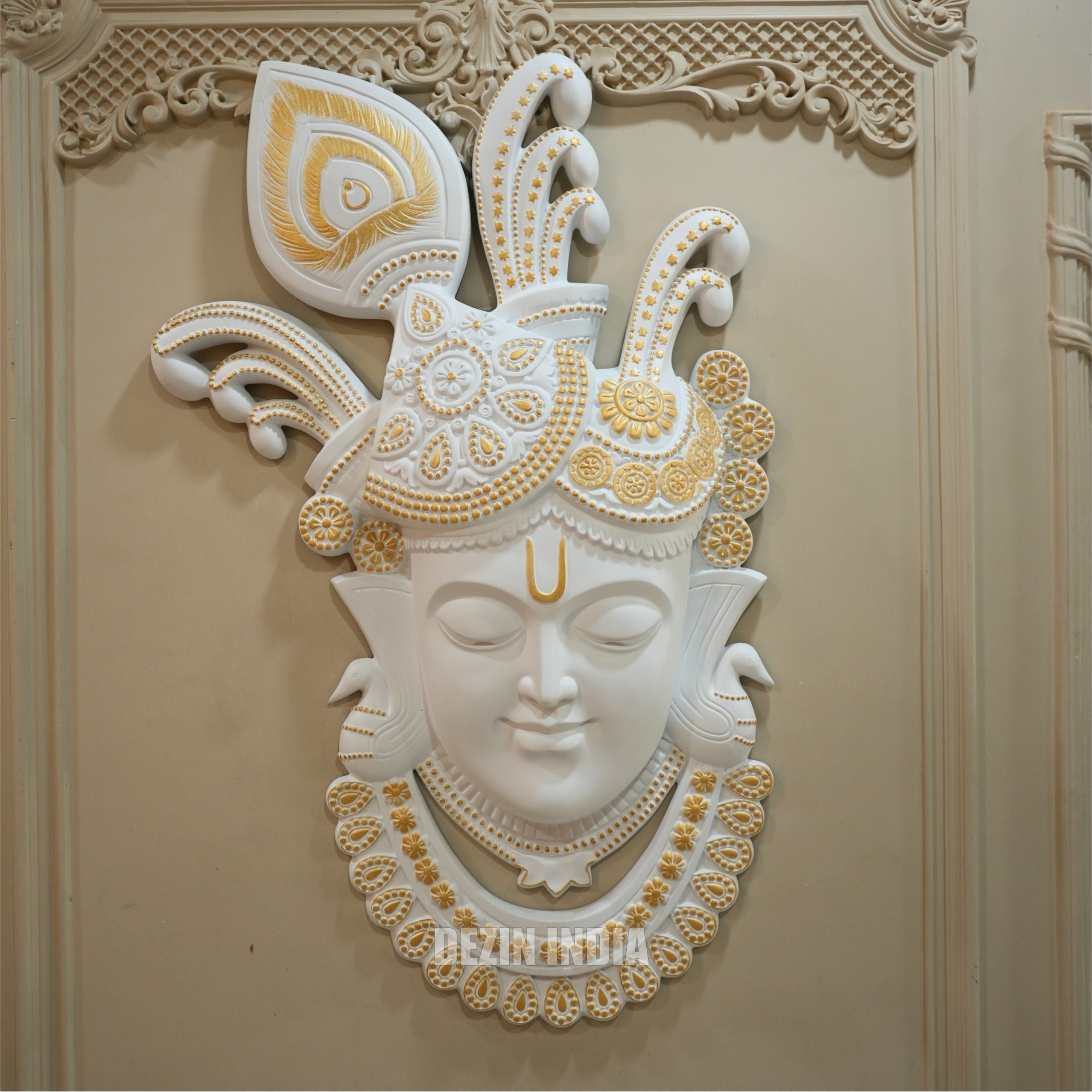 DA-27 Lord Shrinathji Nathdwara Face Wall Hanging Sculpture - 4x2.5ft