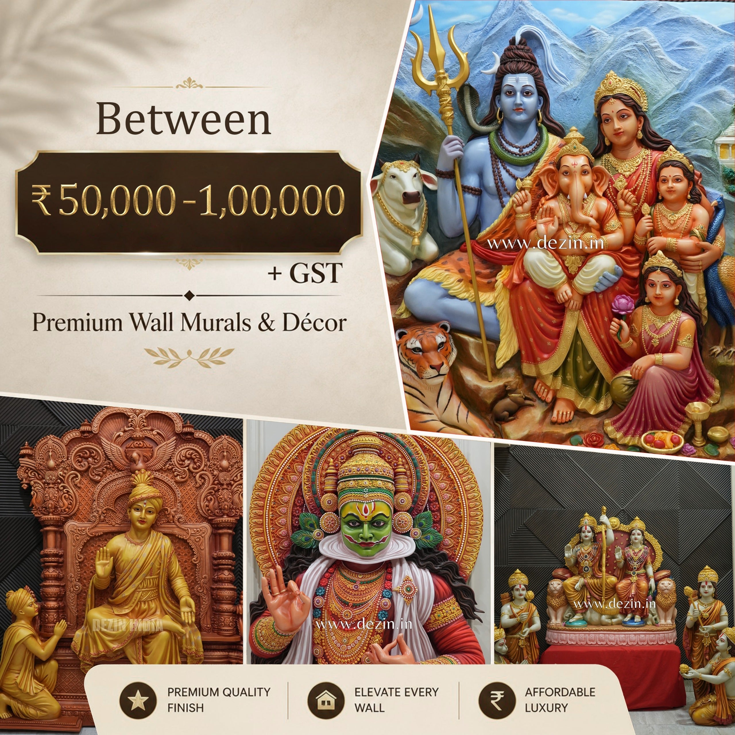 Luxury 3D Wall Murals ₹50,000 – ₹1,00,000 + GST