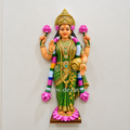 Mata Lakshmi Wall Mural – Standing on Lotus with Akshaya Kalash | 3x1.5ft | Dezin India