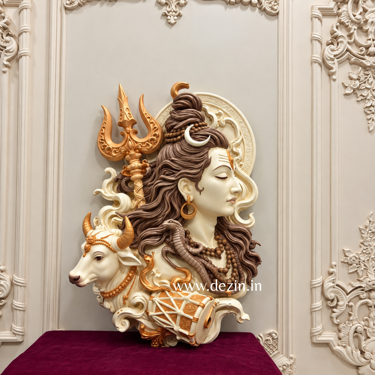 Shiva with Nandi, Trishul & Damru Wall Mural – 4 Ft