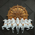 Seven Horses with Konark Chakra 3D Wall Mural | 4ft Premium Wall Decor