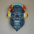 Gorilla Face with Headphones Wall Art 1.5ft | Funky Modern Decor for Home & Studio