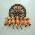 Seven Horses with Konark Chakra 3D Wall Mural | 2ft Premium Wall Decor
