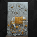 Kamadhenu Cow & Calf Wall Mural with Kalpavriksha – 5x3ft