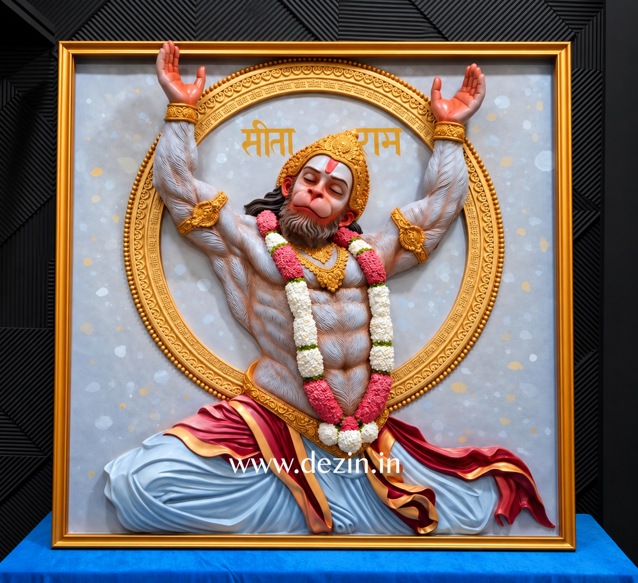 Hanuman Ji Ram Bhakti Wall Mural – 5.5 × 5.5 Ft