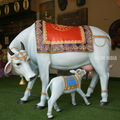 Decorative Kamdhenu Cow and Calf Sculpture Set | Life-Size 4x5ft by Dezin India