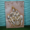 DA-91 Shri Krishna, Radha & Cow Wall Sculpture 5x3.5ft