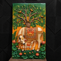Kamadhenu Cow & Calf Wall Mural with Kalpavriksha – 5x3ft