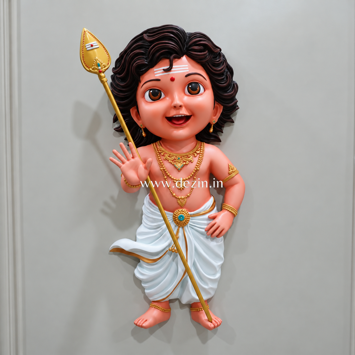 Cute Little Kartikeya Wall Mural 3×1.5 ft | Temple Wall Decor