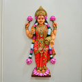 Mata Lakshmi Wall Mural – Standing on Lotus with Akshaya Kalash | 3x1.5ft | Dezin India