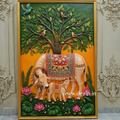 Kamadhenu Cow & Calf with Kalpavriksha Wall Mural – 6.5x4.5ft