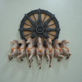 Seven Horses with Konark Chakra 3D Wall Mural | 2ft Premium Wall Decor