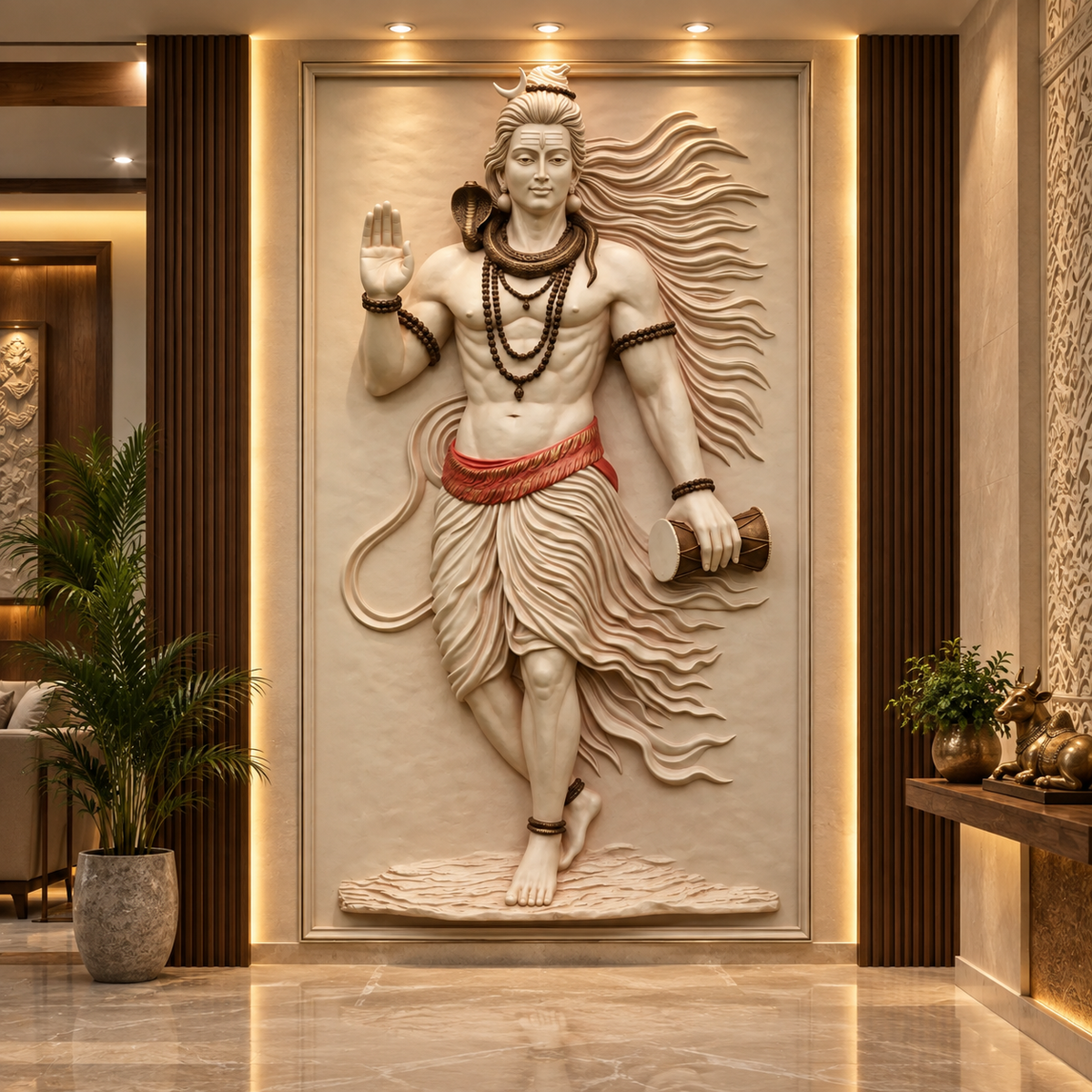 Mahadev Wall Mural with Damru - 7.5x4.5ft | Lord Shiva Blessing Decor🔱