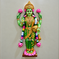 Mata Lakshmi Wall Mural – Standing on Lotus with Akshaya Kalash | 3x1.5ft | Dezin India