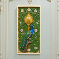 Lord Murugan’s Divine Vel & Mayurah Wall Mural | 4x2 ft Lord Kartikeya Symbolic Frame Mural