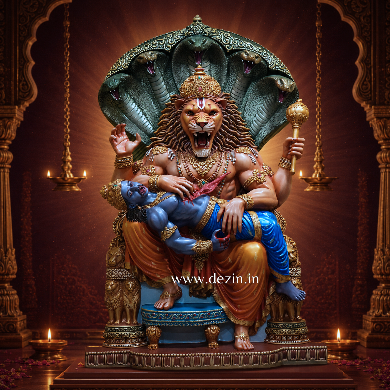 Mahavatar Narsimha Wall Mural - 6x4ft | Hiranyakashyapu Mukti Scene 🦁