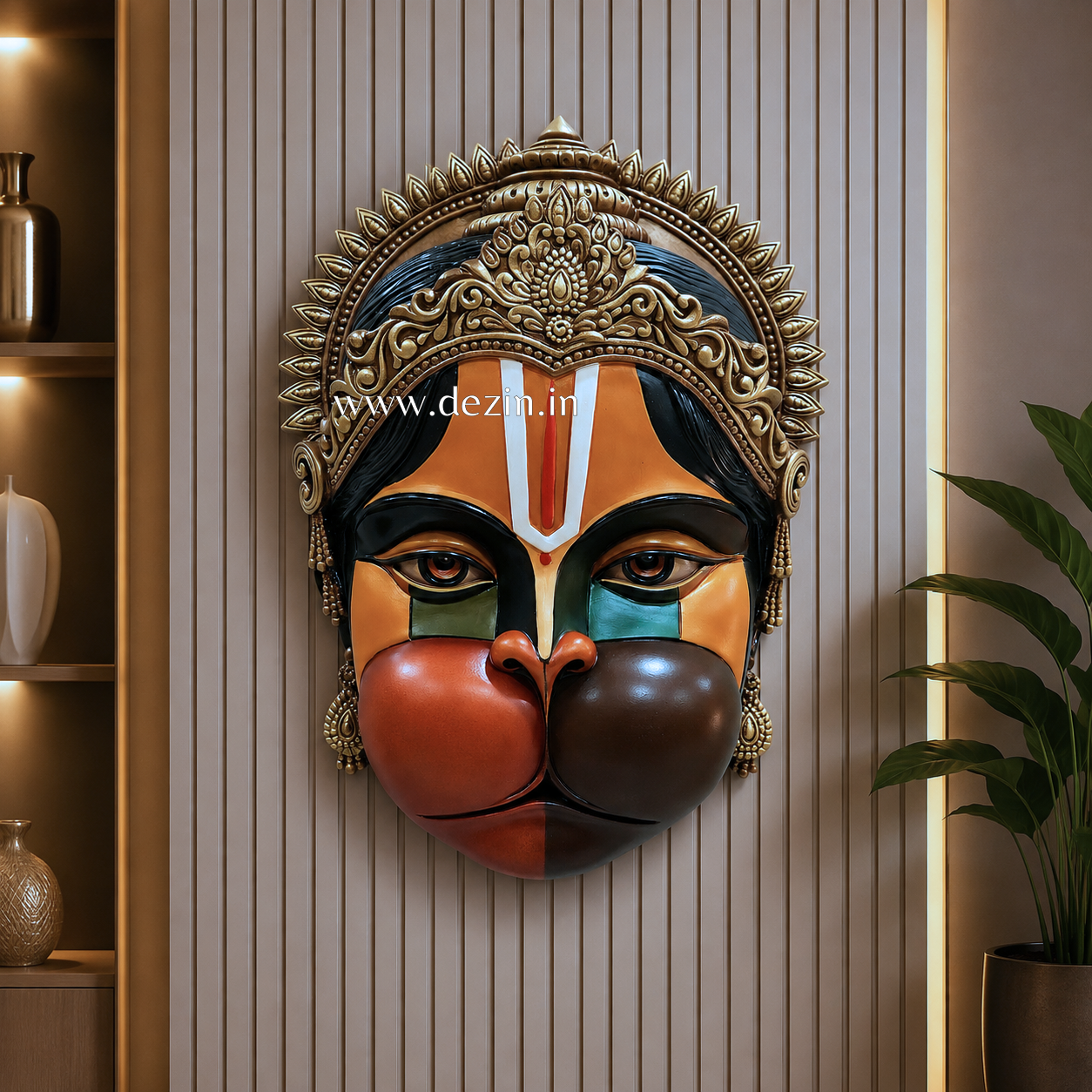 Shri Hanuman 3D Face Mural – 2ft | Modern Art with Divine Strength