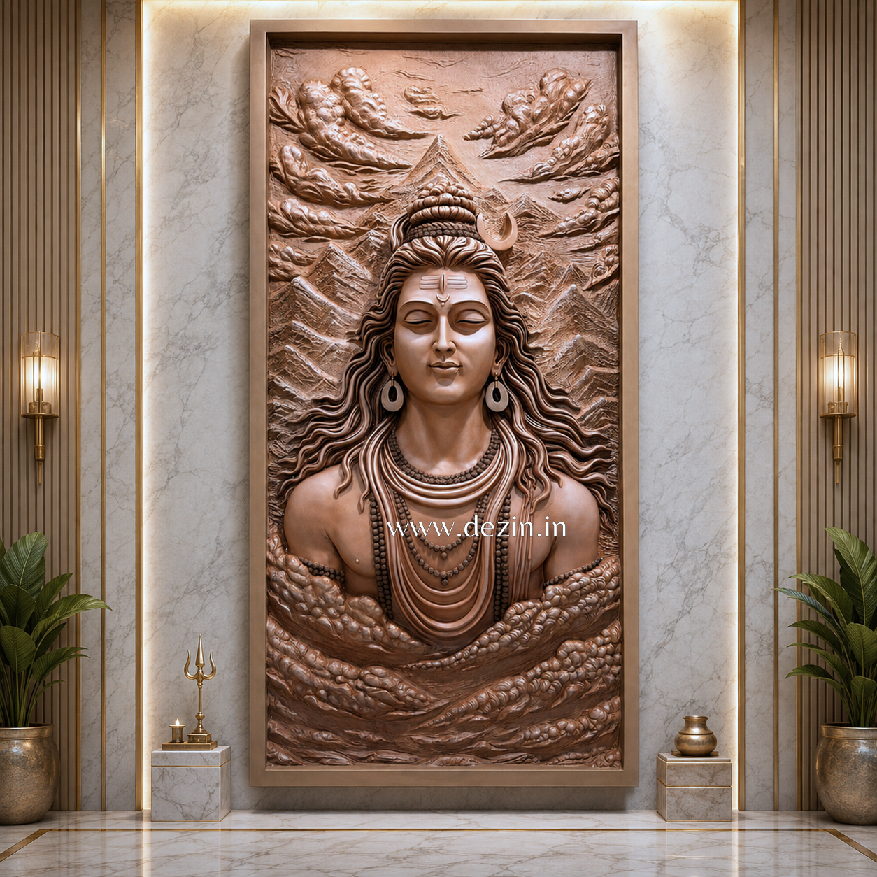 Mahadev Wall Mural with Himalaya Backdrop | 8ft Life-Size Shiv Ji