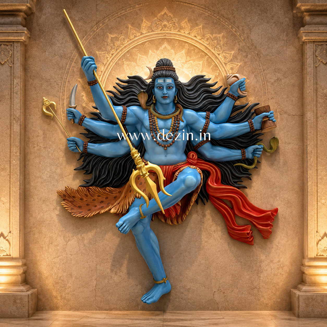 Mahakala Bhairava Wall Mural - 5x5ft | The Destroyer of Negative Energy🔱🚩