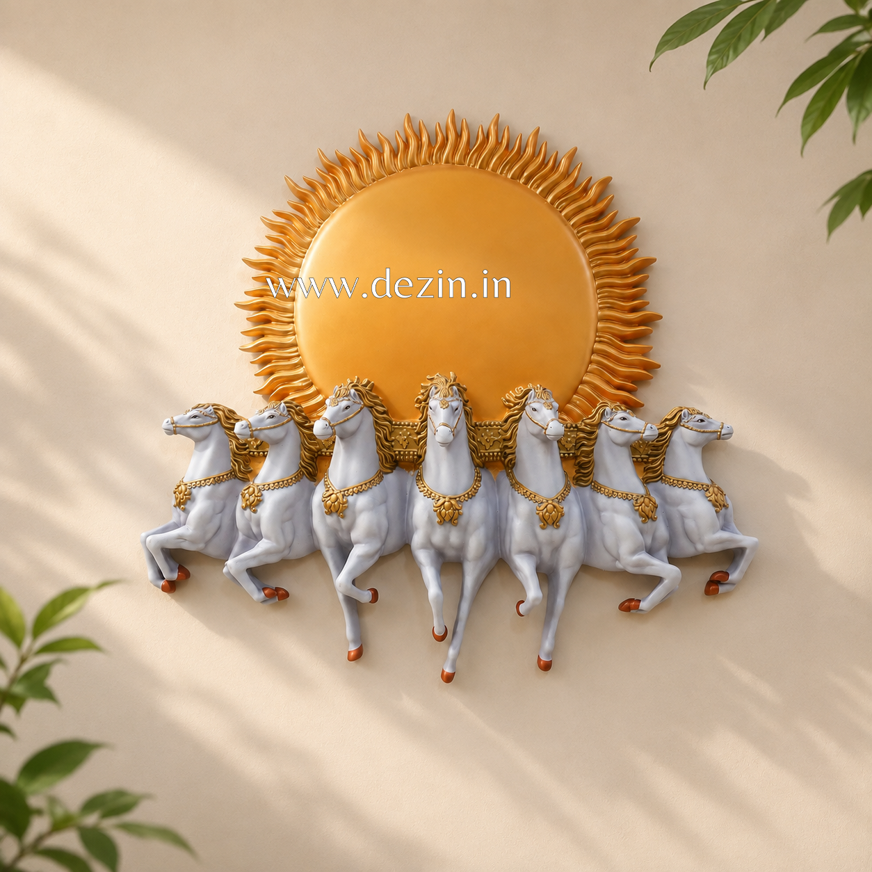 Seven Horses with Rising Sun Wall Mural 2ft | Luxury Decor☀️