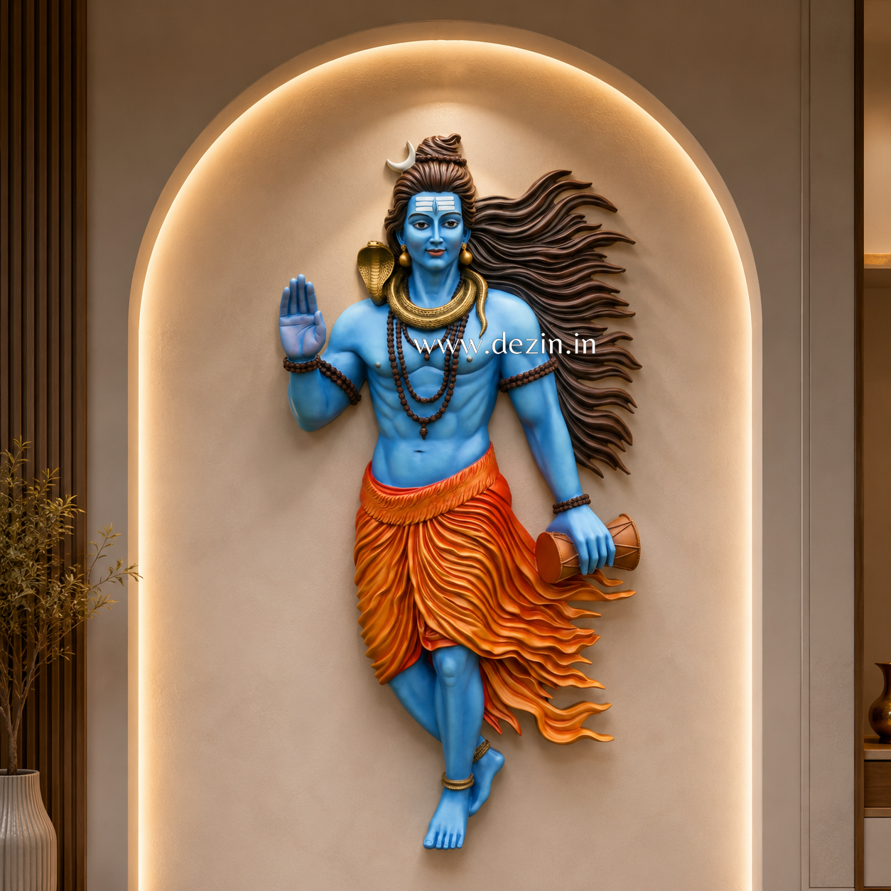 7ft Blessing Mahadev Wall Mural with Damru | Lord Shiva Spiritual Decor🔱
