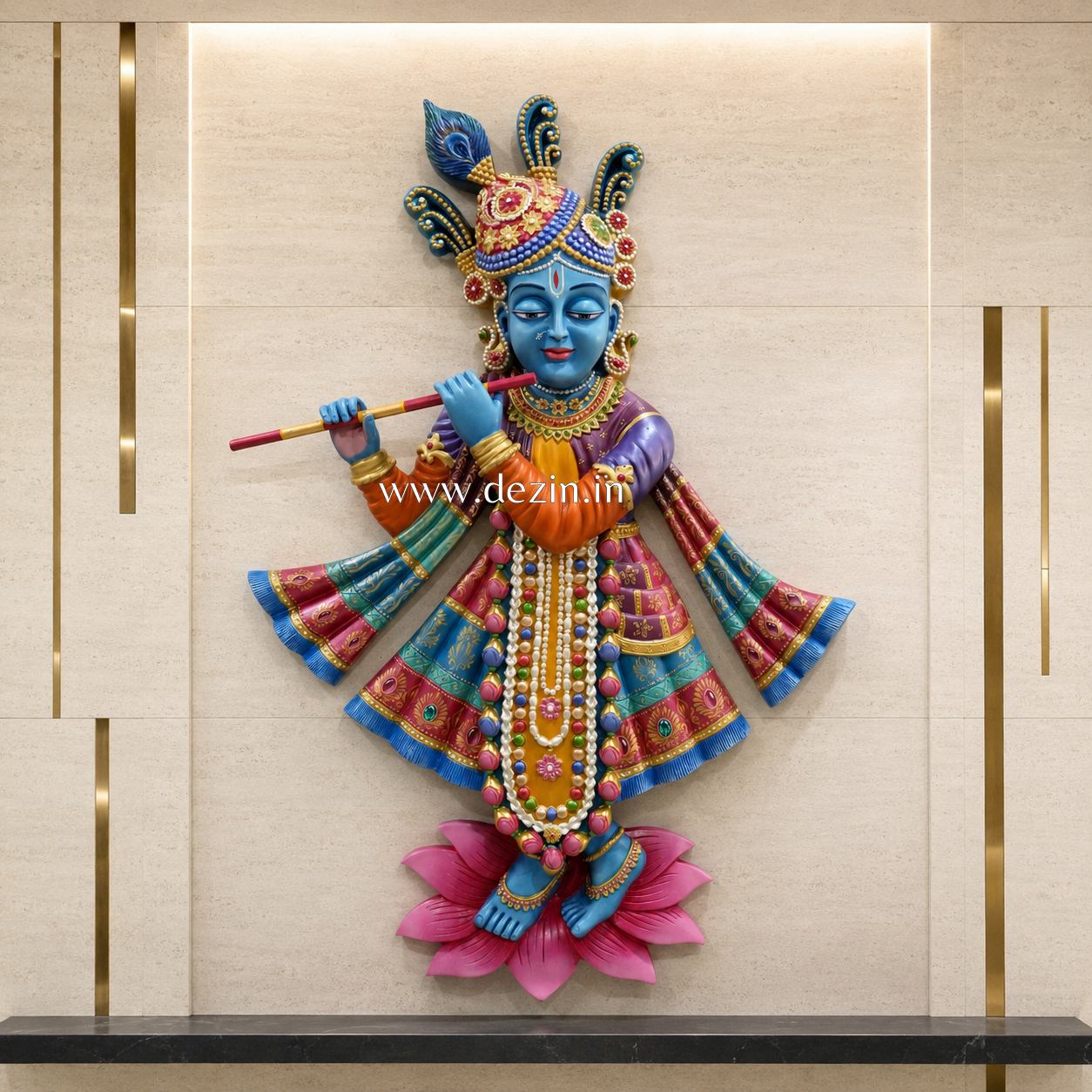 Shrinathji Wall Mural - 3.5ft | Shrinathji Playing Divine Flute
