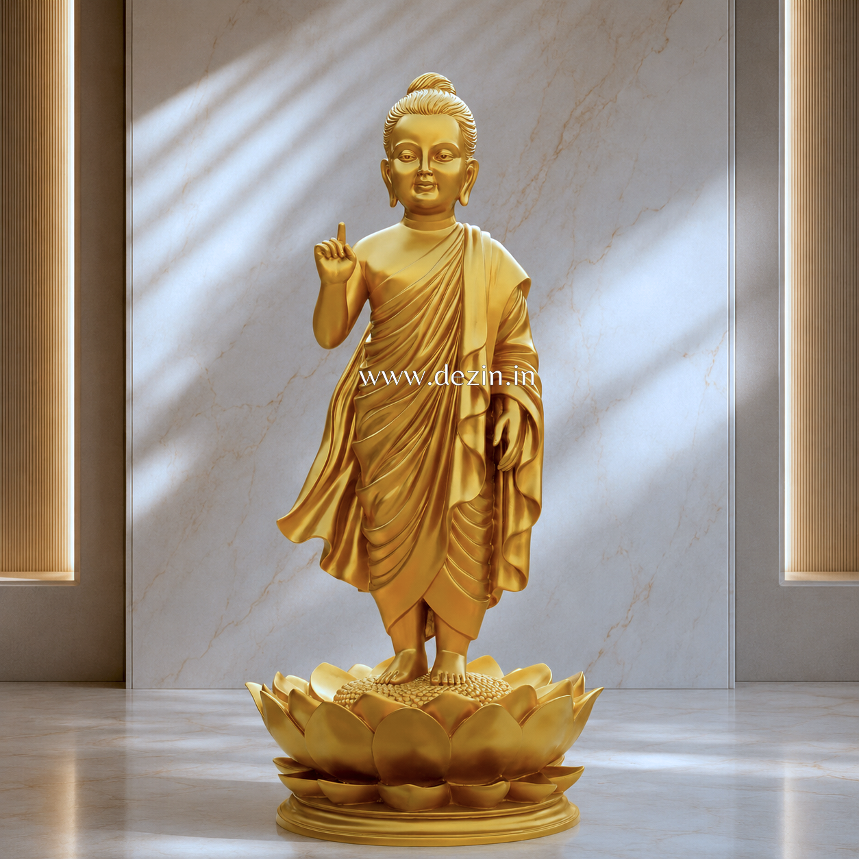5ft Standing Buddha Statue on Lotus | Premium Little Bodhisattva Siddhartha