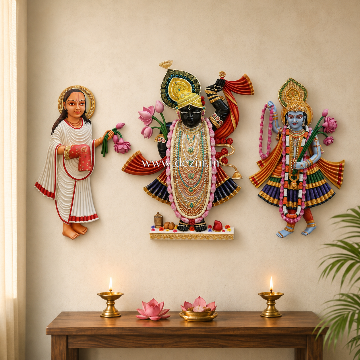 Shrinathji Yamuna Ji Mahaprabhu Ji Wall Mural | Midsize Divine Art Set