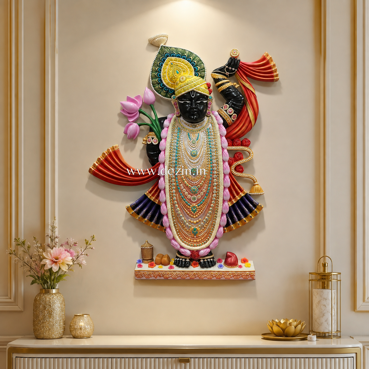 Nathdwara Shrinathji Wall Mural 50x40 Inches | Govardhan Lifting Krishna