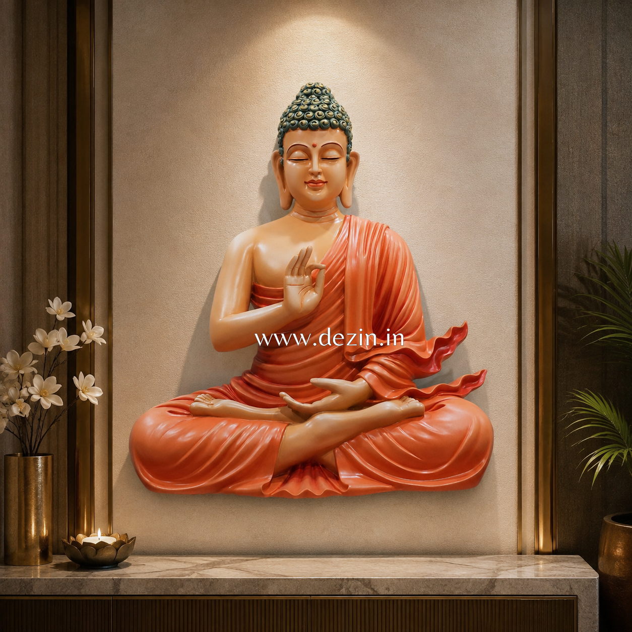 Gautam Buddha Wall Mural – 3ft | Darmachakra Pose for Right Way of Living