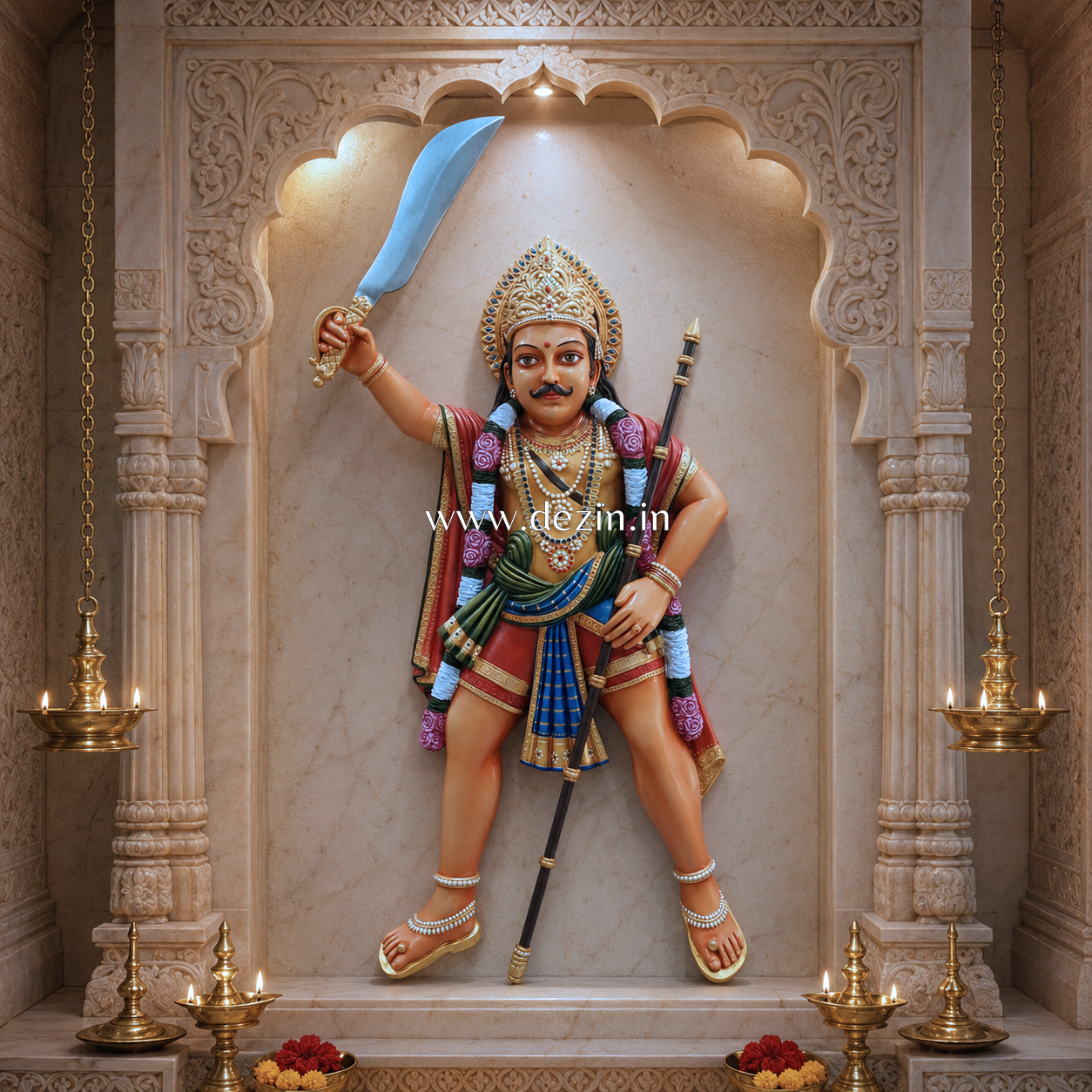Traditional Madurai Veeran Wall Mural-3.5ft | 🗡️Protector of Madurai🚩