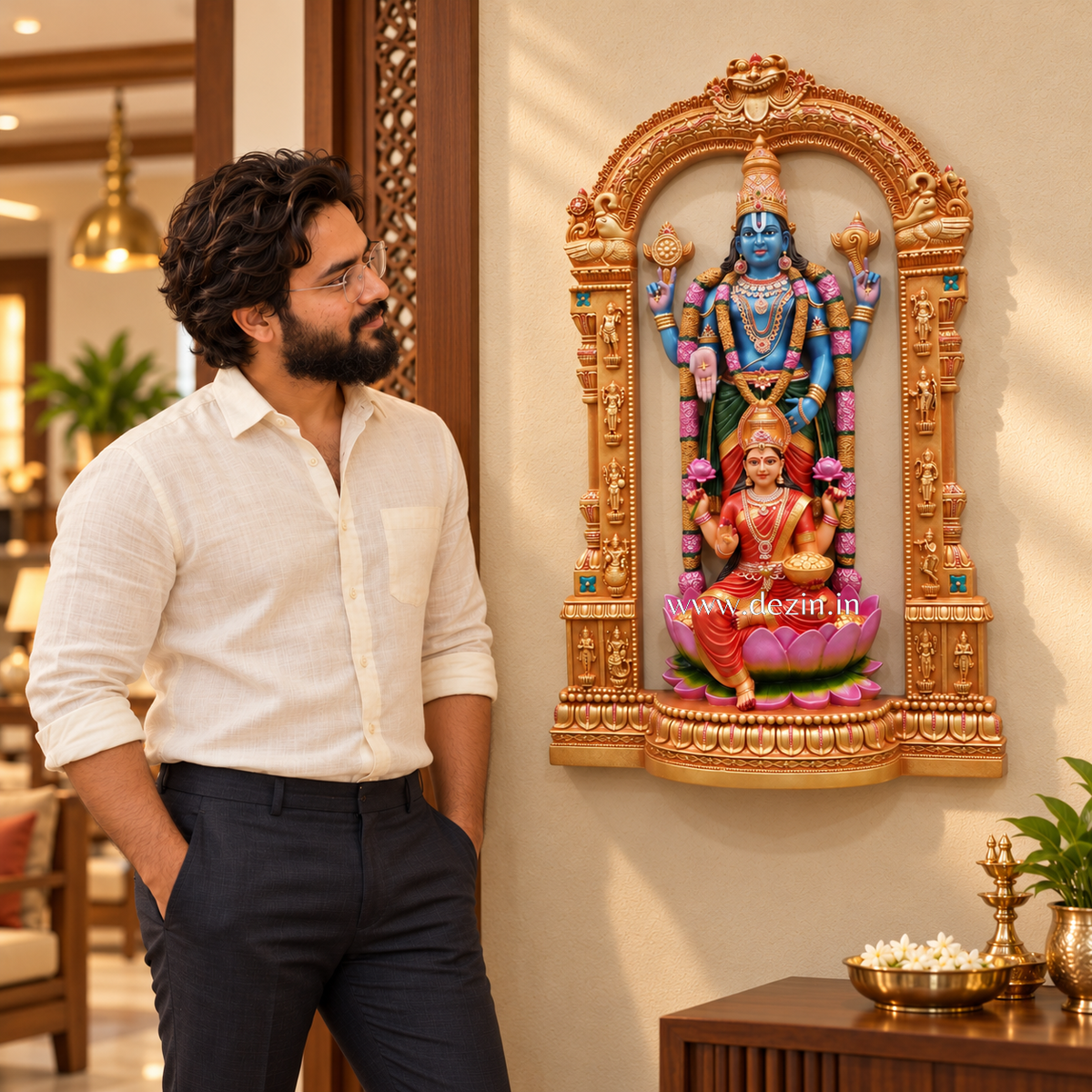 Shri Lakshmi Venkateswara Balaji Mural with Prabhavali Arch - 2.5ft