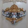 Trimukha Ganesha Wall Mural – 3.5x3 ft Divine Art
