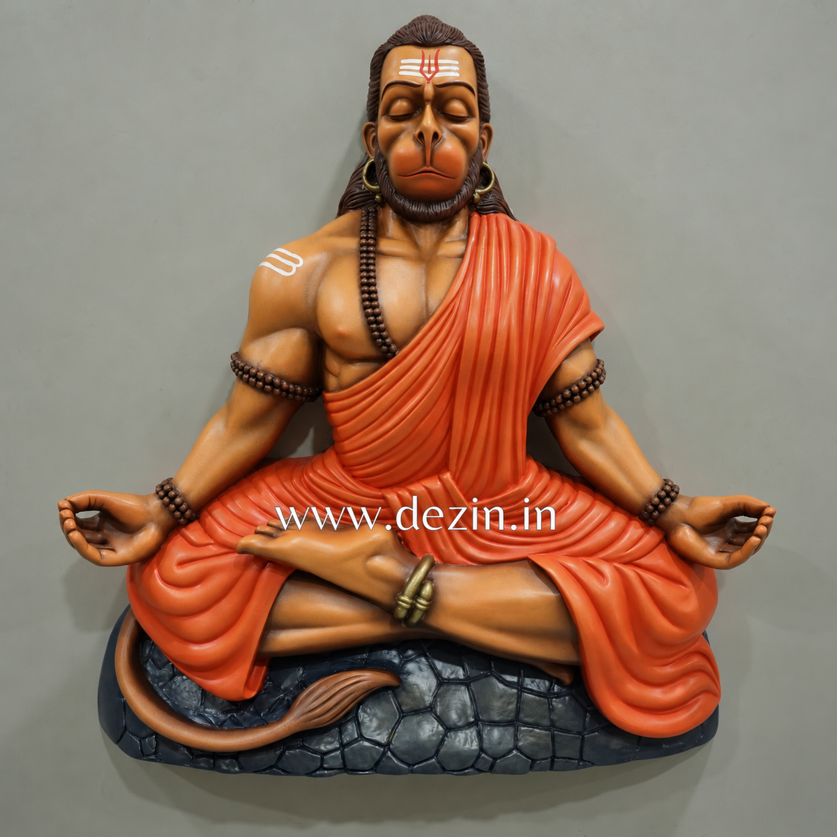 Lord Hanuman Dhyana Mudra Wall Mural – 2x2ft | Spiritual Wall Art for Home & Temple Decor