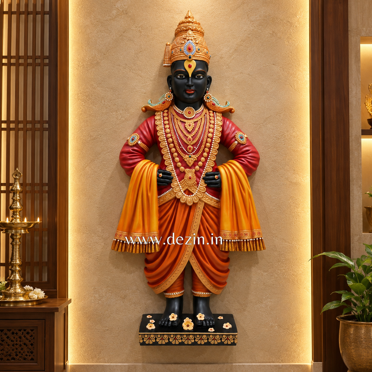 Hari Vitthal 3D Relief Wall Mural - 4x2ft Premium Divine Art